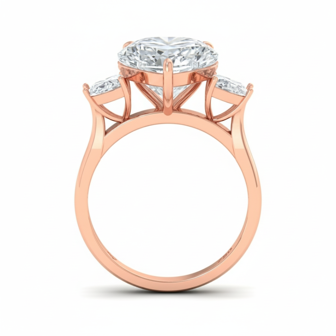 Kamala Heart Cut Diamond Engagement Ring with Half Moon Cut Side Diamonds