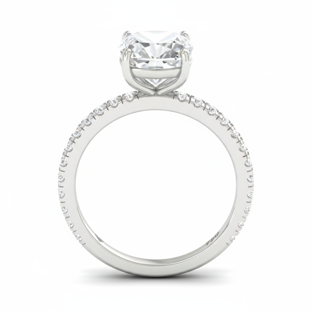 Abigail Cushion With Diamond Band Engagement Ring