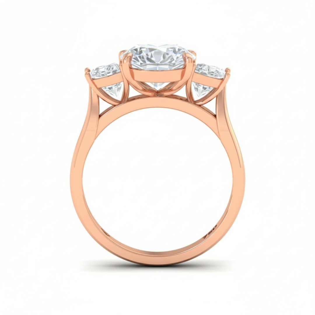 Kamala Pear Cut Diamond Engagement Ring With Half Moon Cut Side Diamonds