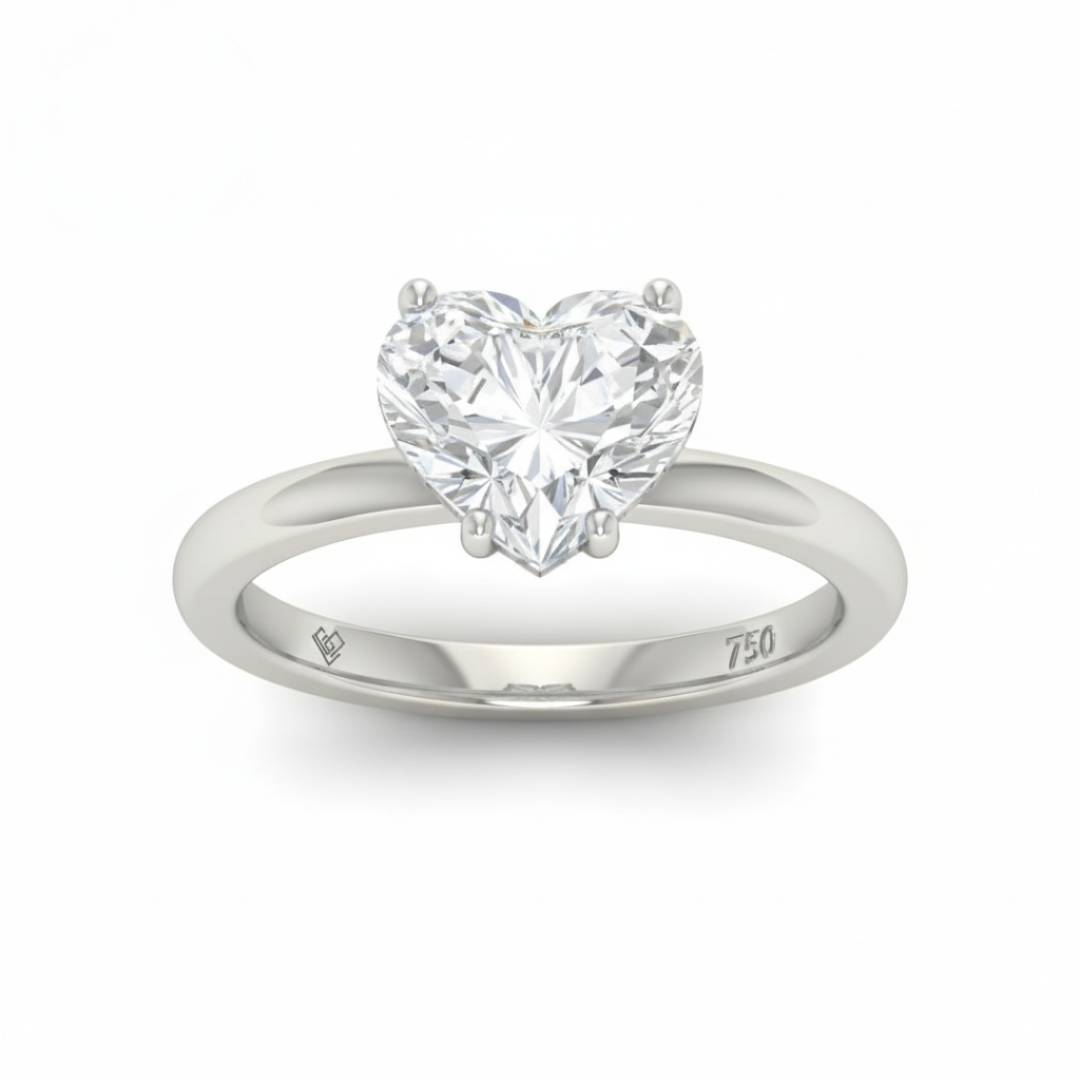 Bague de fiançailles Léa en diamant taille cœur avec halo caché