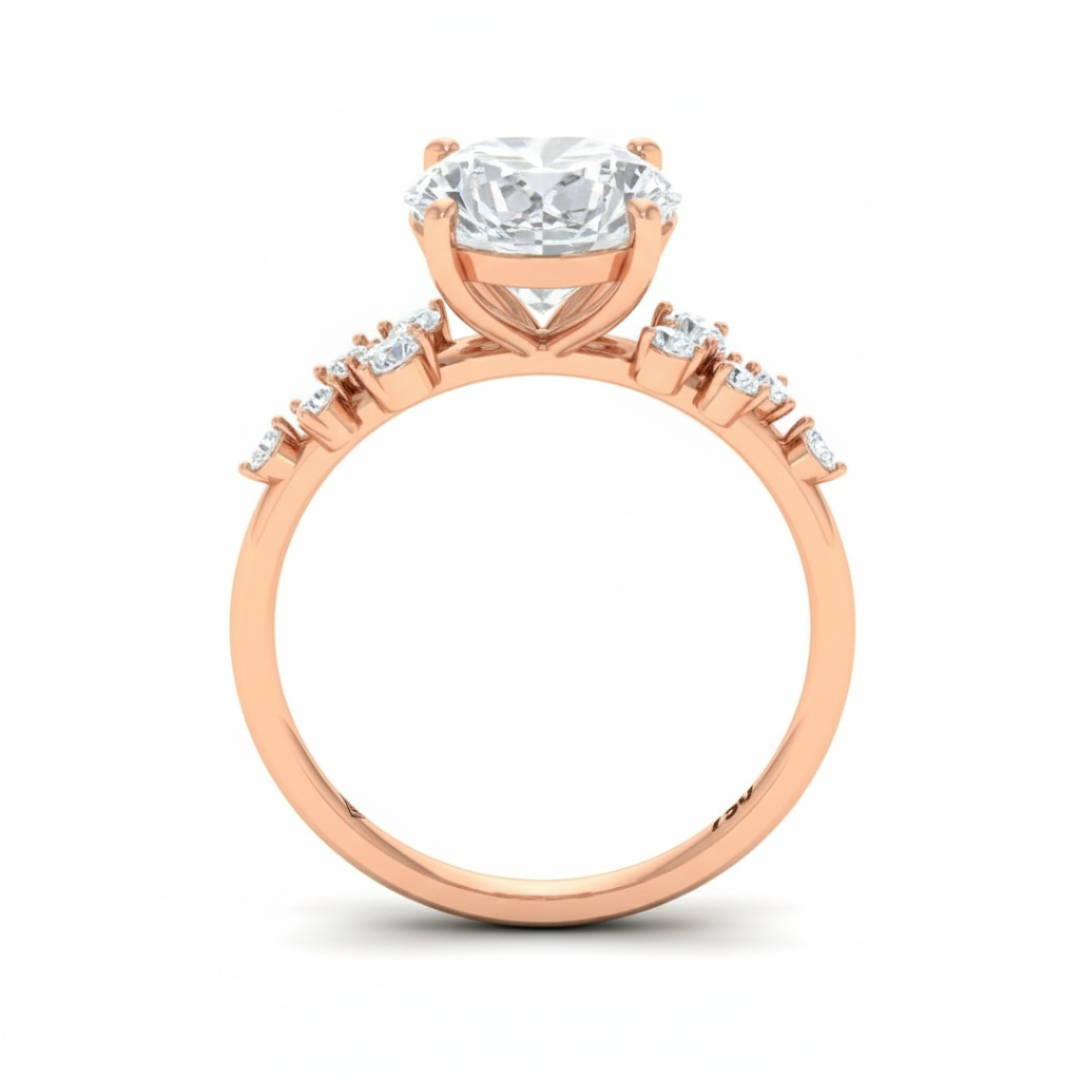 Layla Round Brilliant Cut Diamond Engagement Ring With Diamond Accent Band