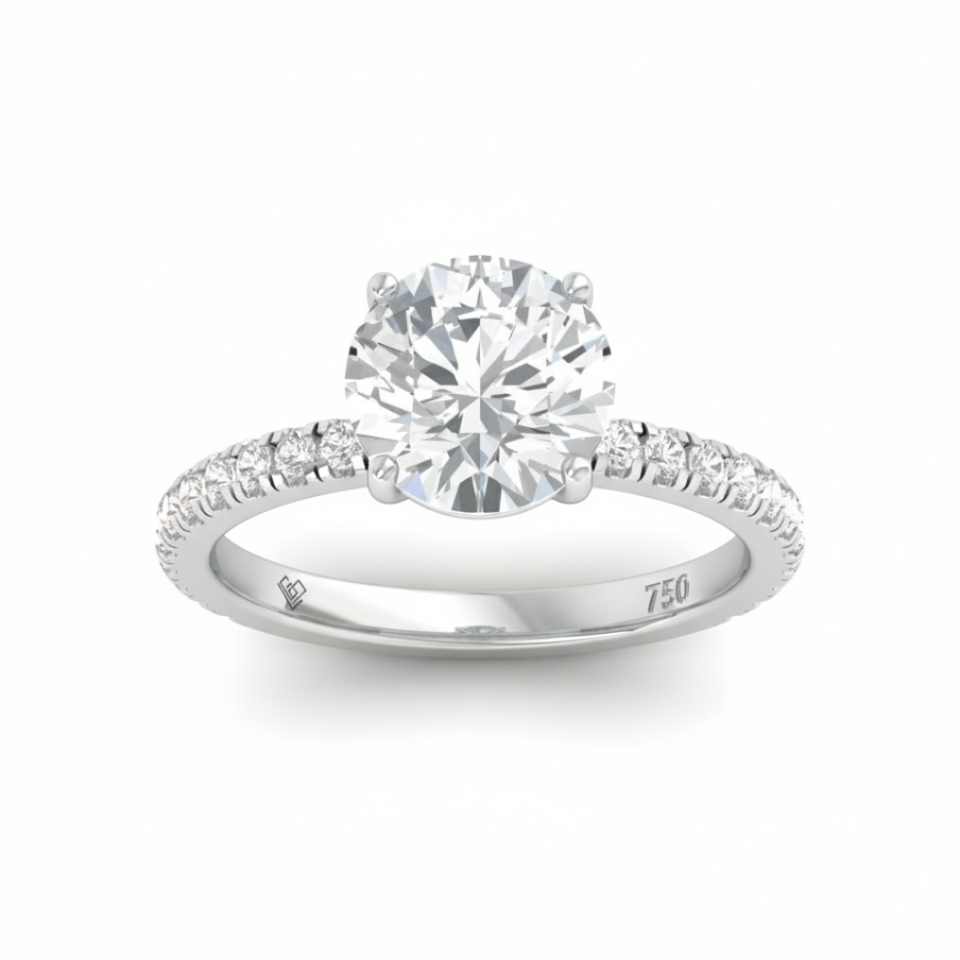 Abigail Round With Diamond Band Engagement Ring