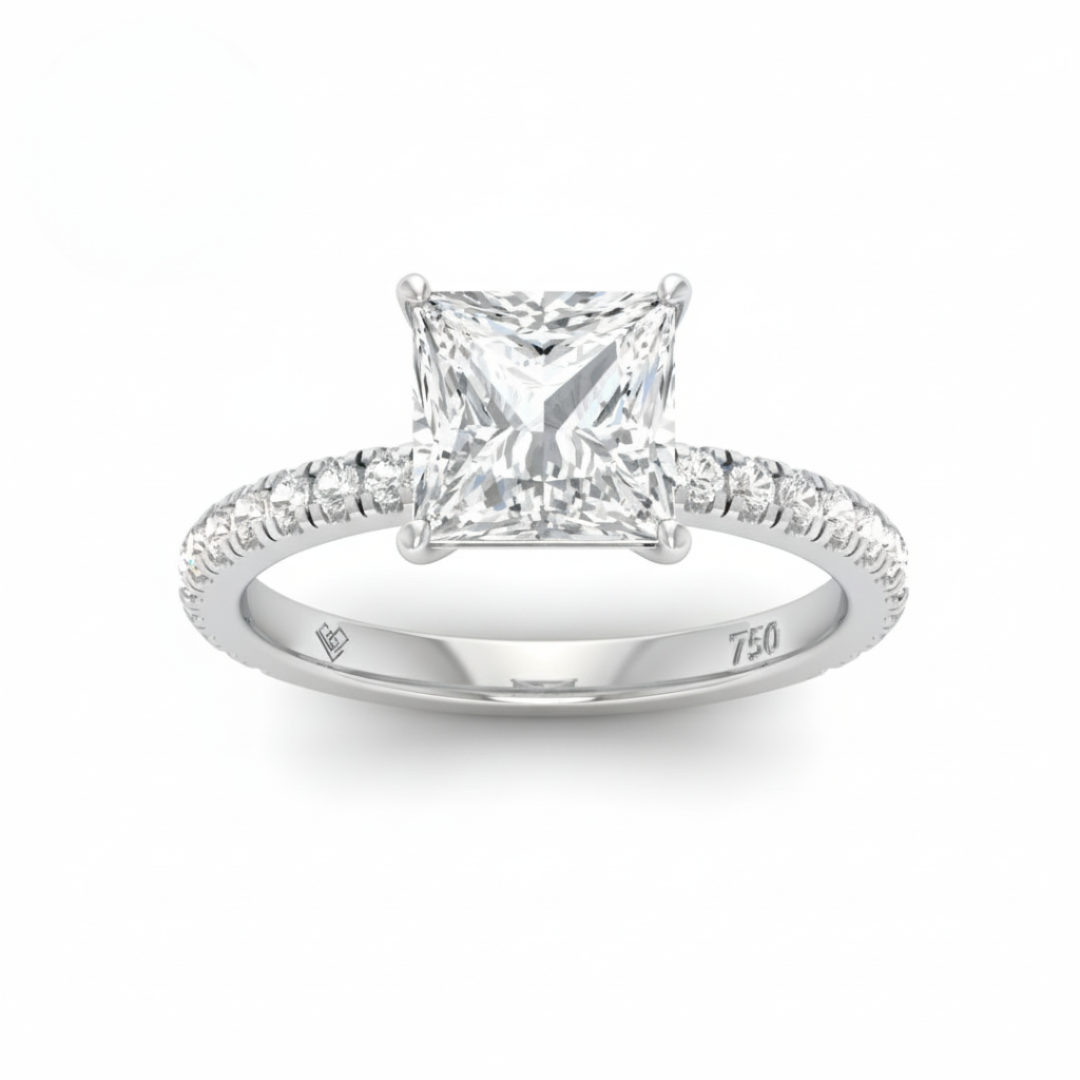 Abigail Princess With Diamond Band Engagement Ring