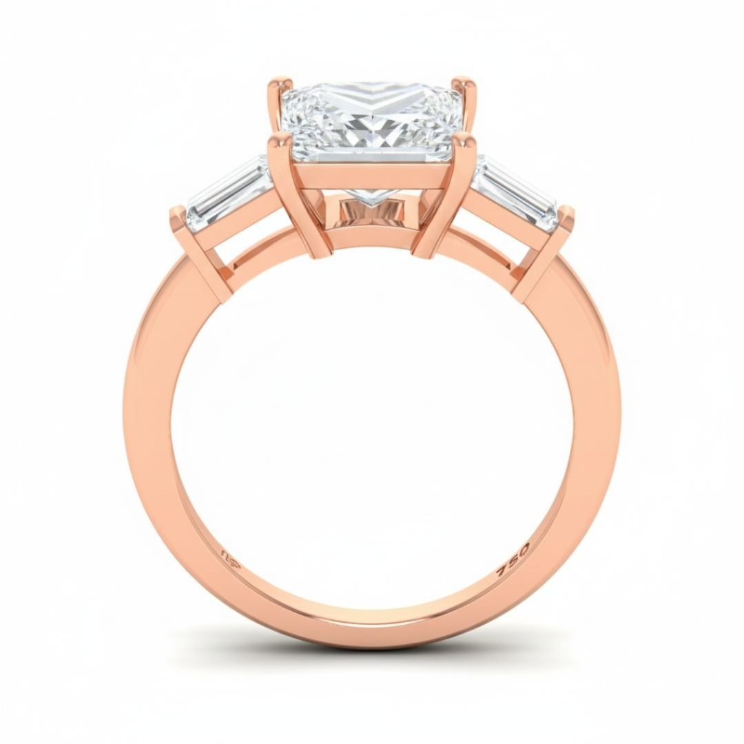 Mary Princess Cut Diamond Engagement Ring With Tapering Baguette Cut Side Diamonds