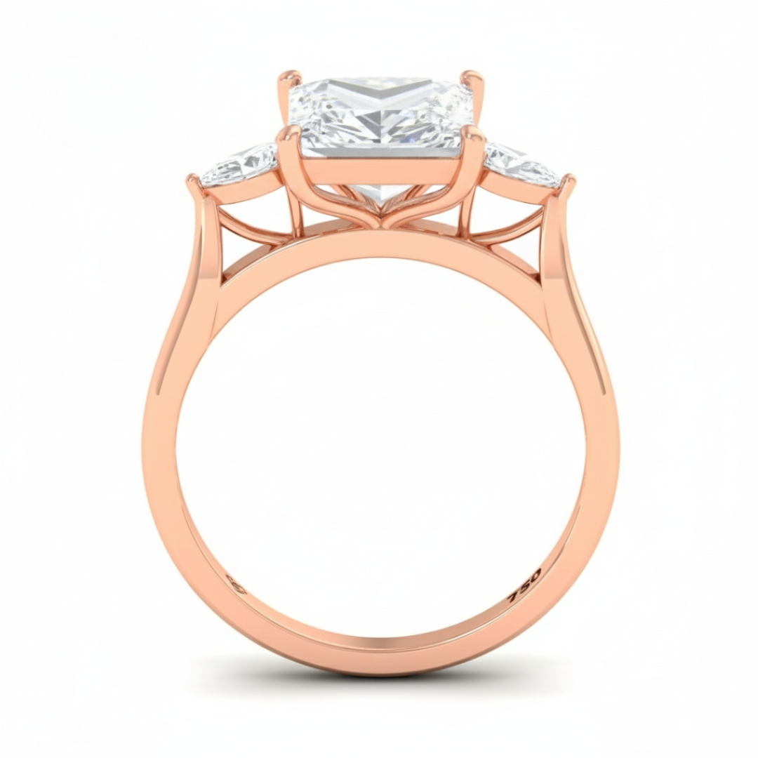 Sofia Princess Cut Diamond Engagement Ring With A Pear sides