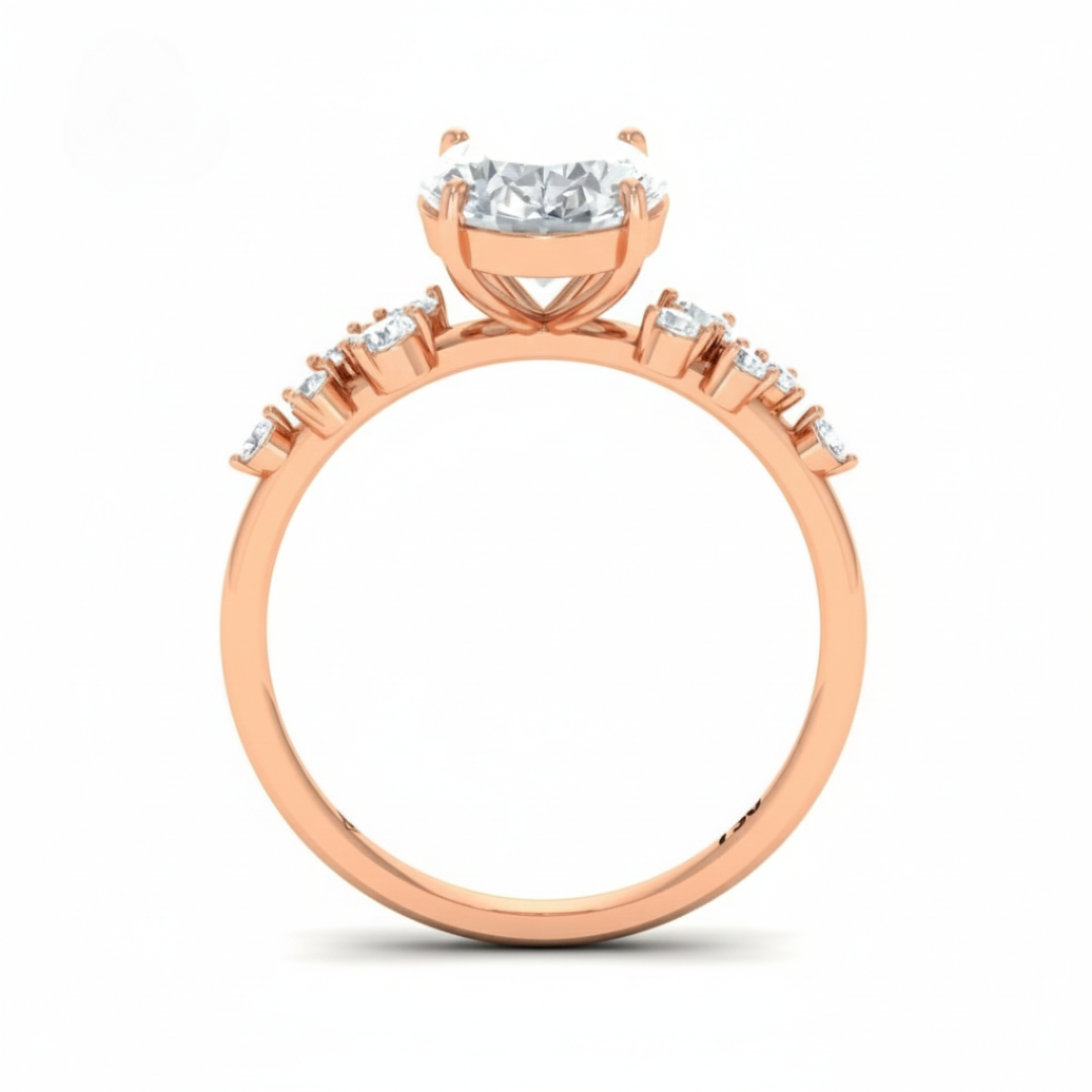 Layla Oval Cut Diamond Engagement Ring With Diamond Accent Band