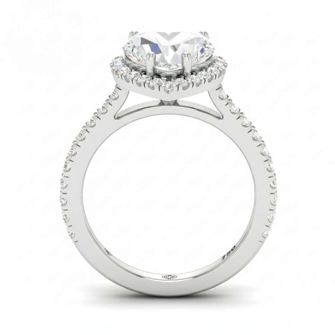 Bella Heart Cut Diamond Engagement Ring with Diamond Halo & Diamond Band