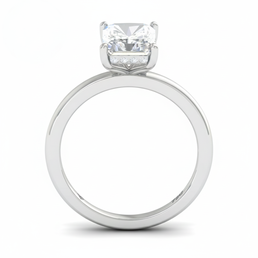 Bague de fiançailles Léa en diamant taille radiant avec halo caché