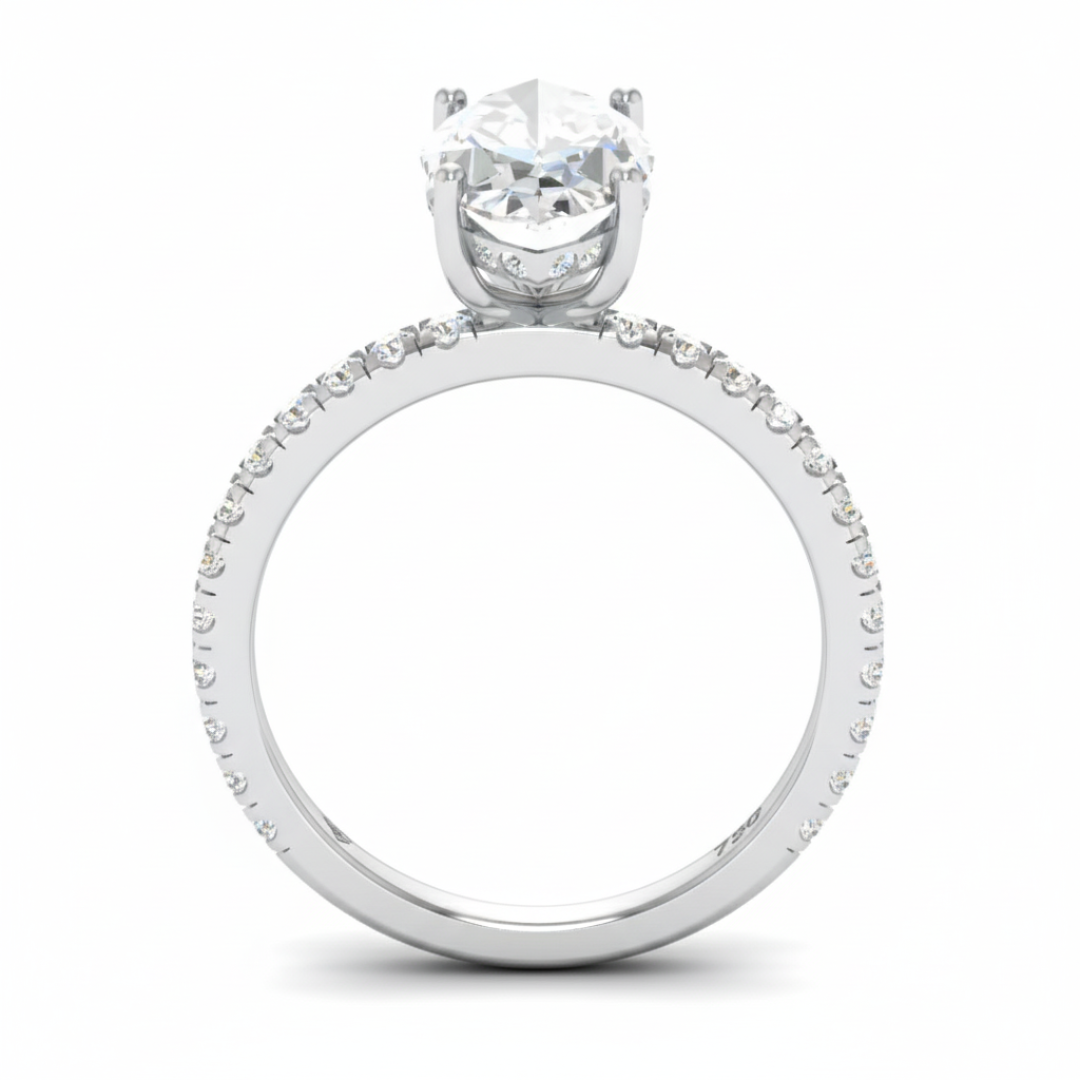 Chloé Marquise Cut Diamond Engagement Ring with Diamond Hidden Halo and Diamond Band