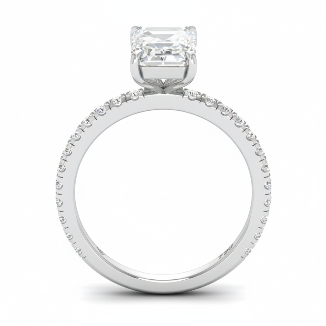 Abigail Emerald With Diamond Band Engagement Ring