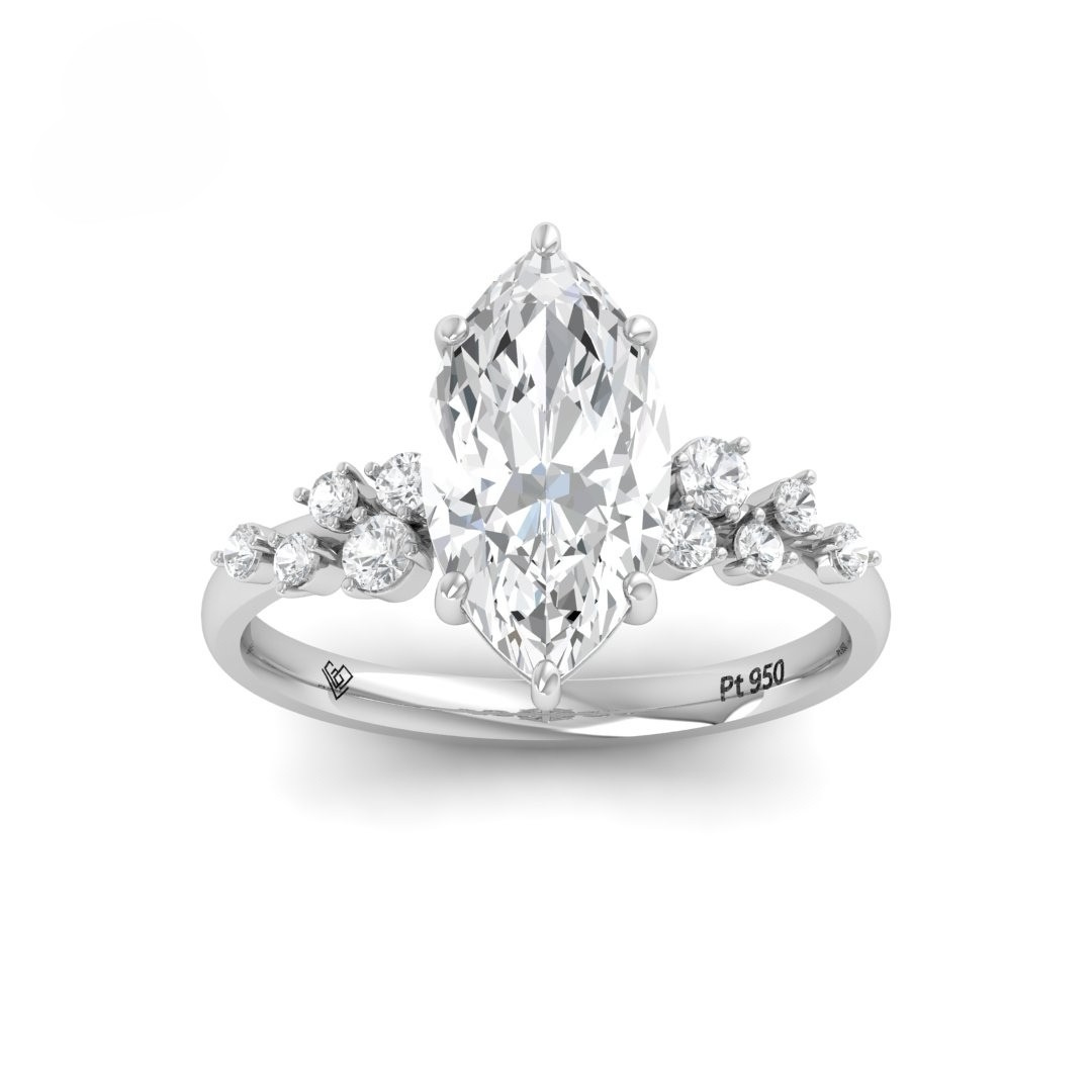 Layla Marquise Cut Diamond Engagement Ring With Accent Band
