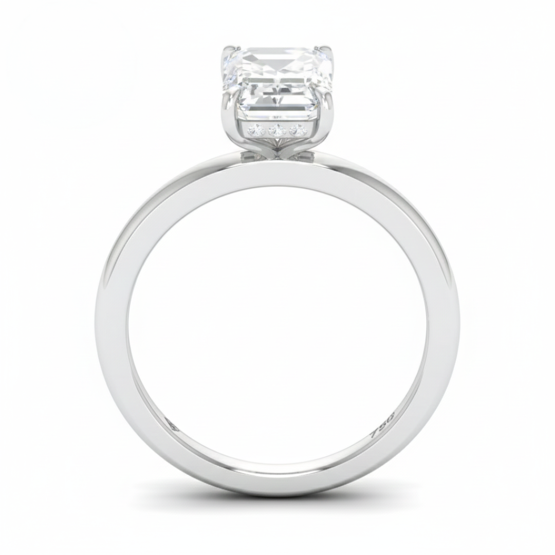 Léa Emerald Cut Diamond With Hidden Halo Engagement Ring