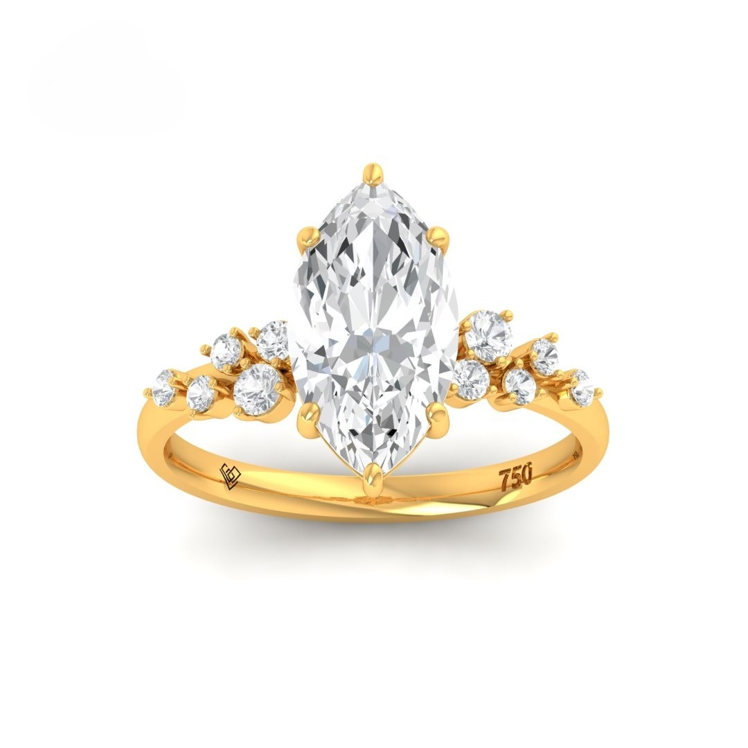 Layla Marquise Cut Diamond Engagement Ring With Accent Band