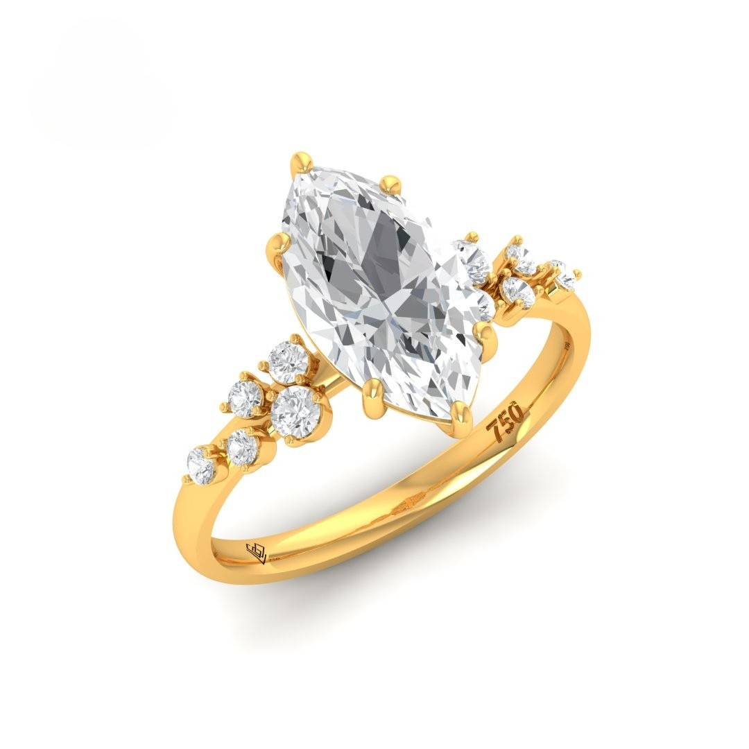 Layla Marquise Cut Diamond Engagement Ring With Accent Band
