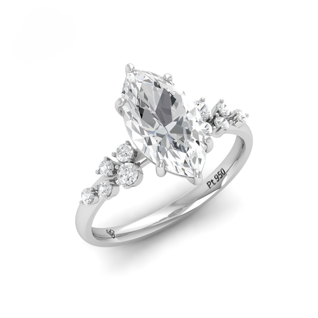 Layla Marquise Cut Diamond Engagement Ring With Accent Band