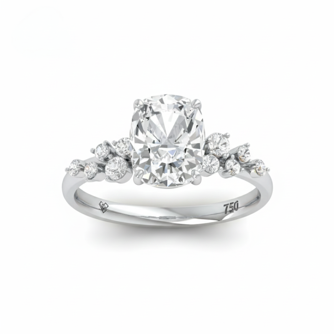 Layla Cushion Diamond Engagement Ring With Diamond Accent Band