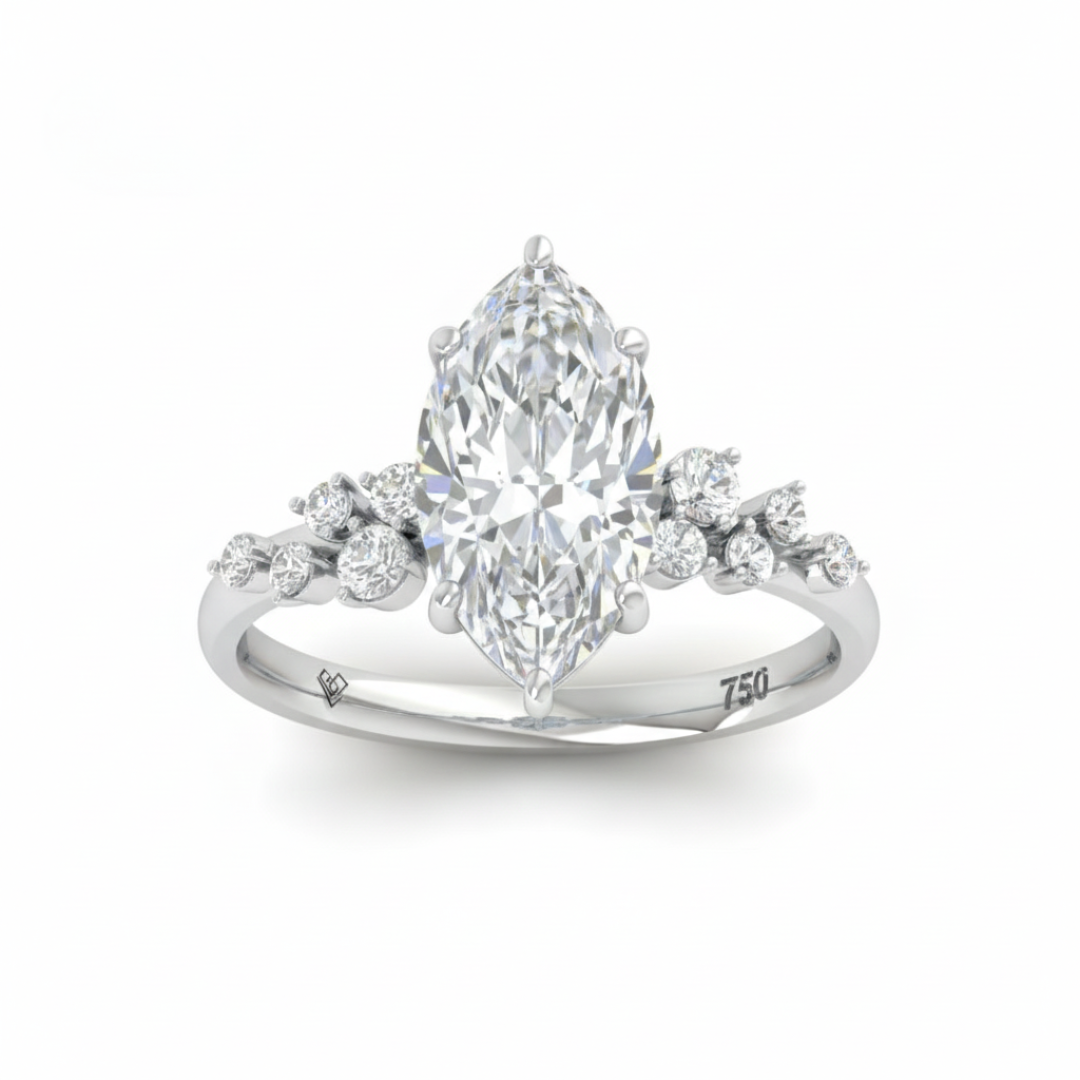 Layla Marquise Cut Diamond Engagement Ring With Accent Band