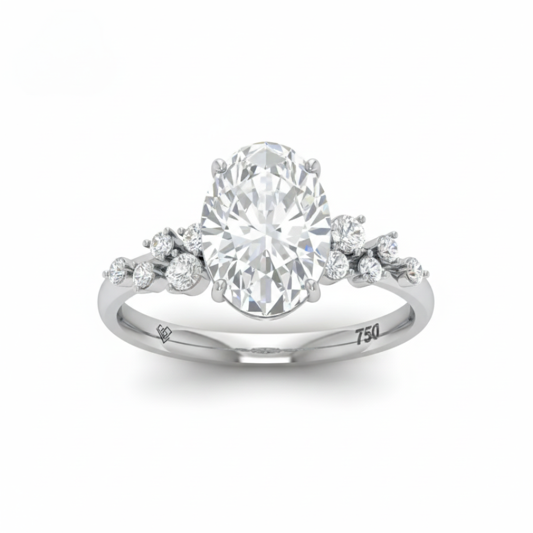 Layla Oval Cut Diamond Engagement Ring With Diamond Accent Band