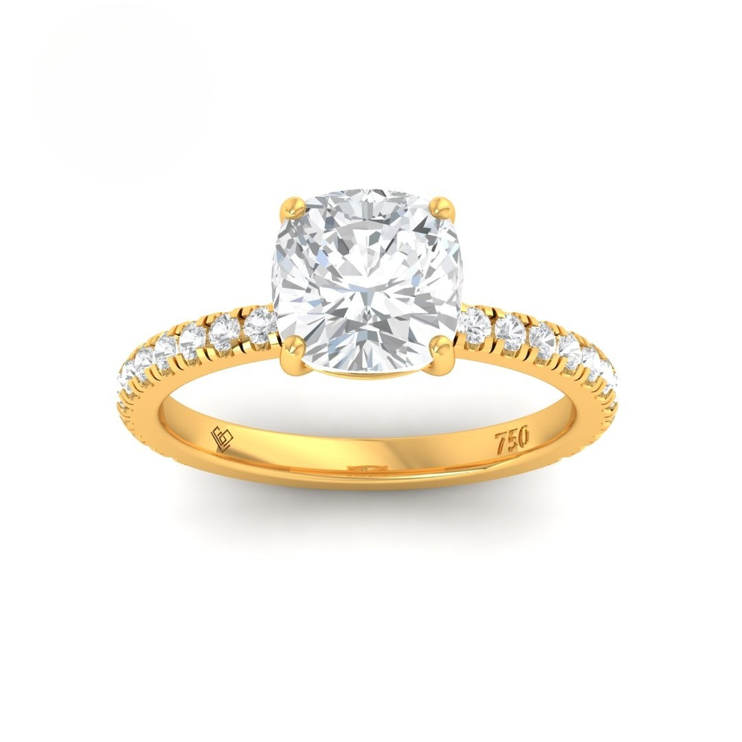 Abigail Cushion With Diamond Band Engagement Ring