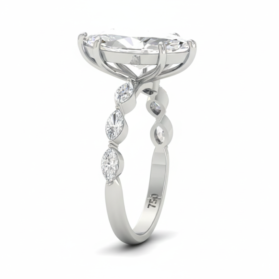 Kasandra Marquise Cut Diamond Engagement Ring With A Marquise Cut Diamond Band