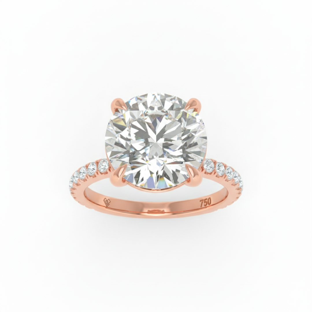 Abigail Round With Diamond Band Engagement Ring