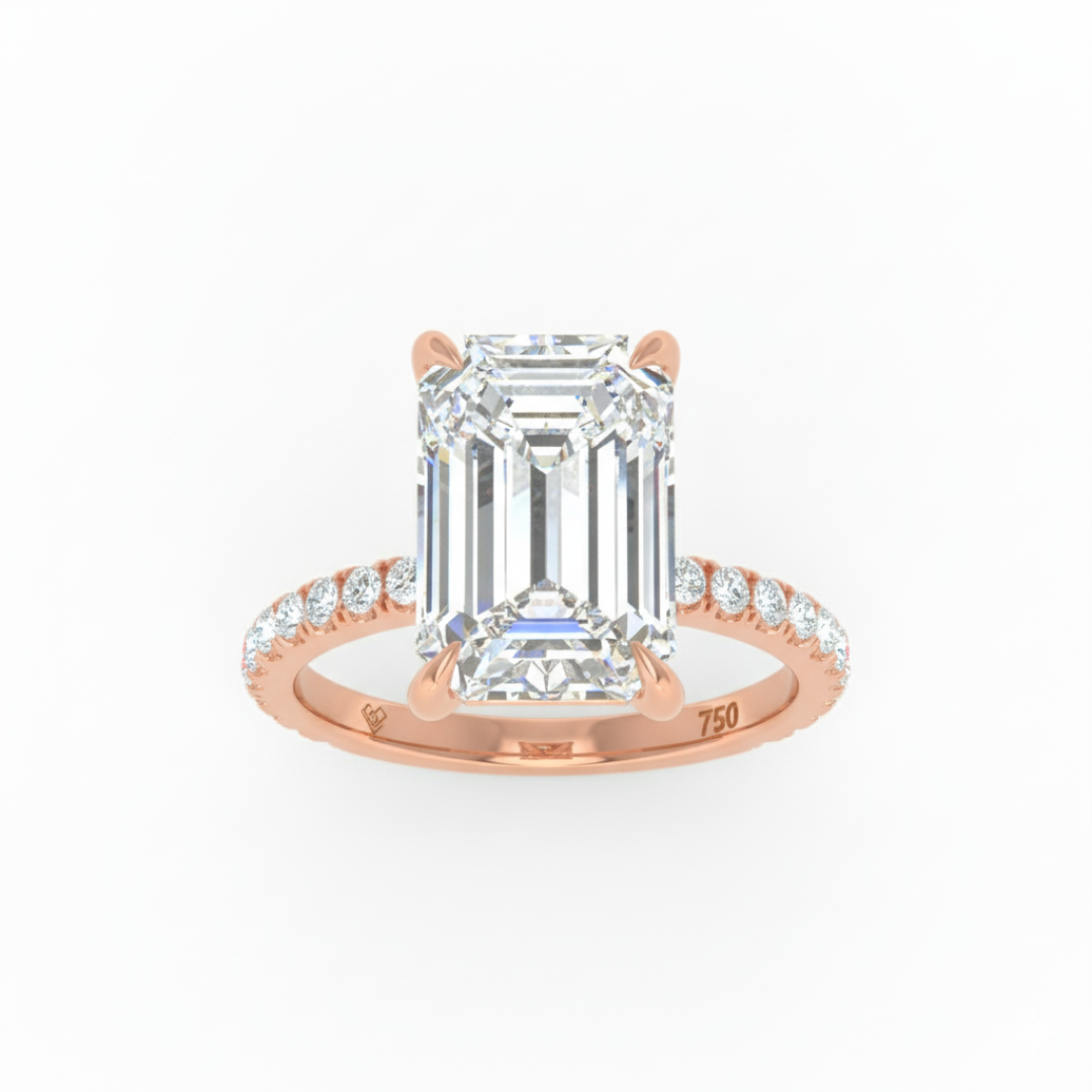 Abigail Emerald With Diamond Band Engagement Ring