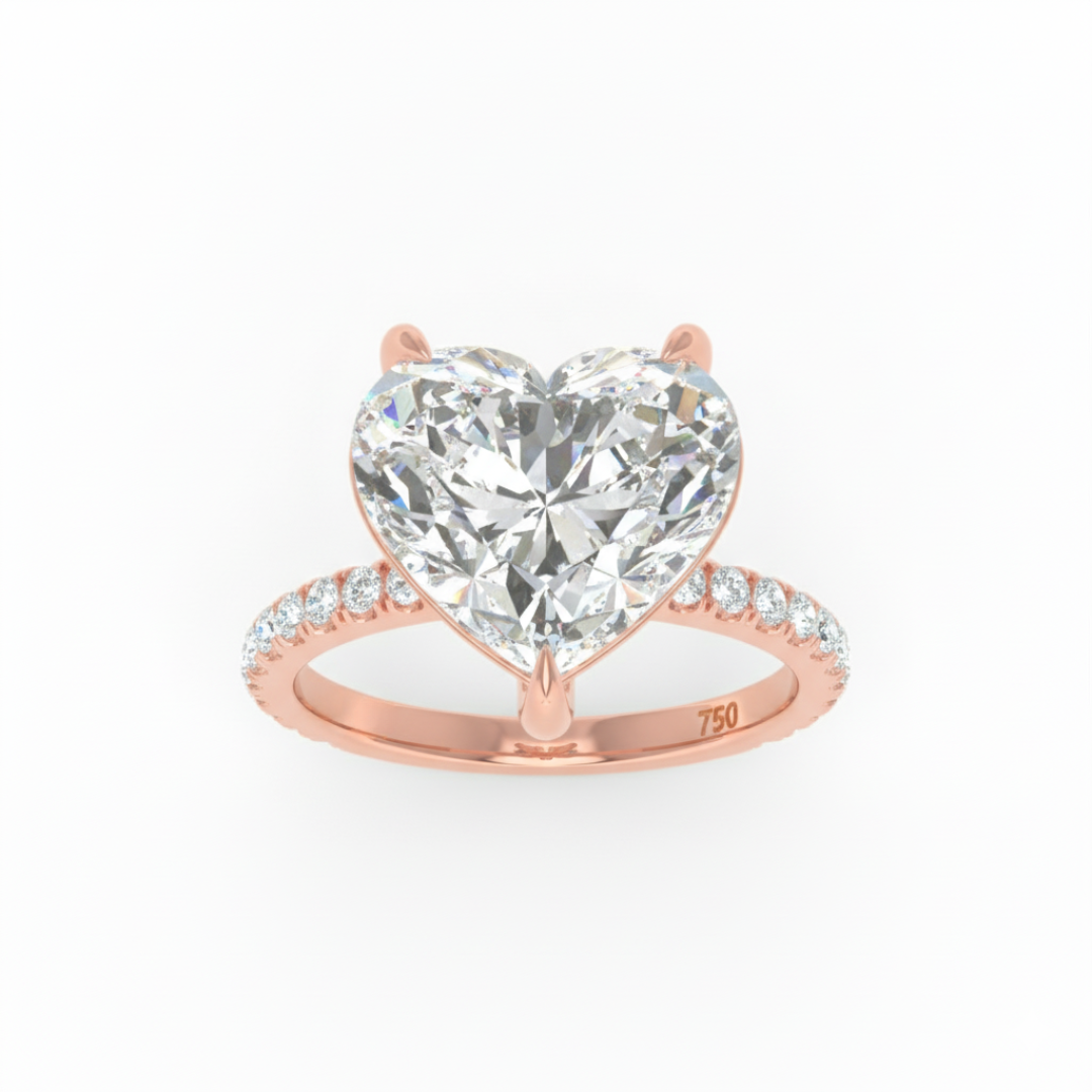 Abigail Heart With Diamond Band Engagement Ring