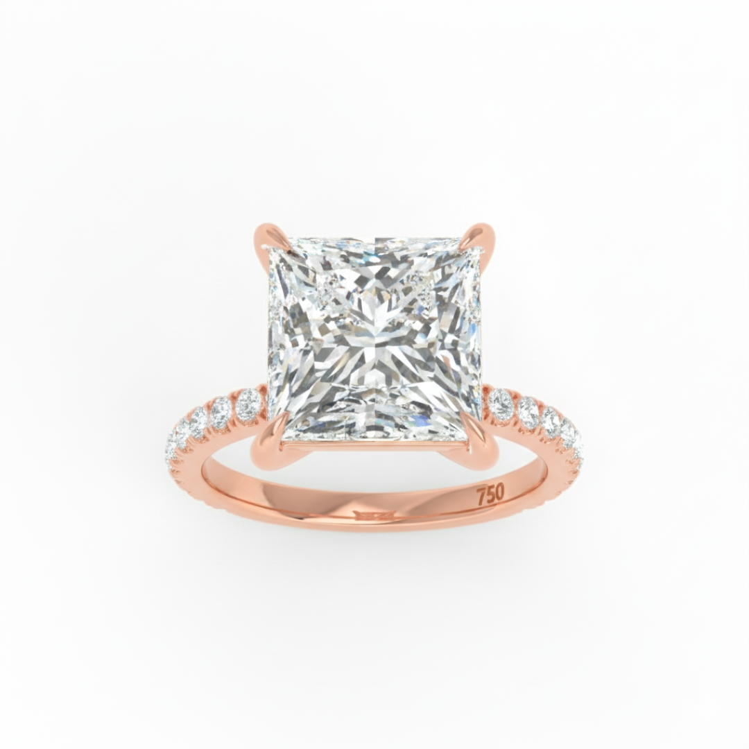 Abigail Princess With Diamond Band Engagement Ring