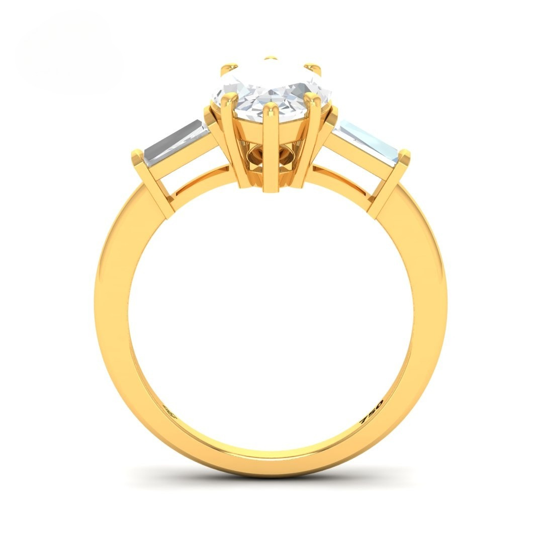 Mary Marquise Cut Diamond Engagement Ring with Tapering Baguette Cut Side Diamonds