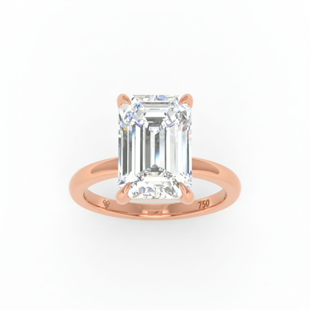 Noémie Solitaire Emerald Cut With Diamond Engagement Ring