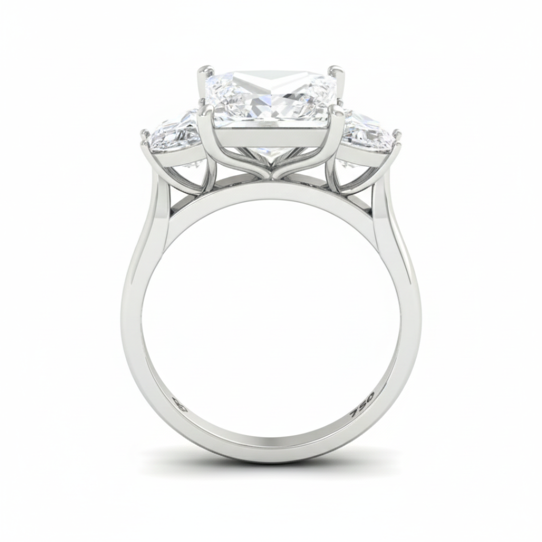 Kamala Princess Cut Diamond Engagement Ring with Half Moon Sides