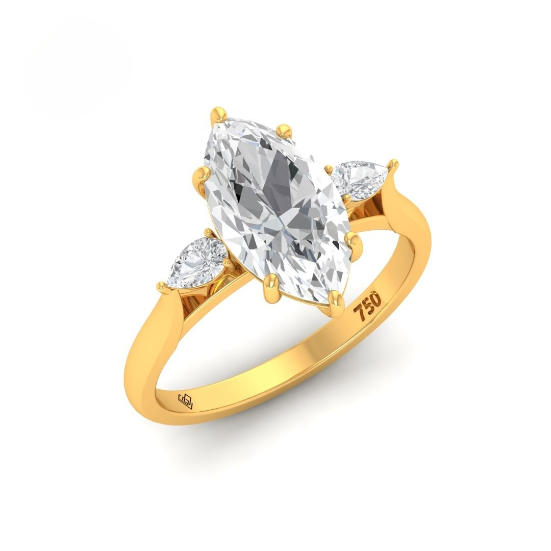 Sofia Marquise Cut Diamond Engagement Ring with Pear Cut Side Diamonds