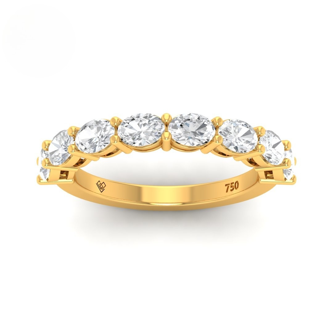 18k gold Josephine oval cut lab-grown diamond wedding band with eight brilliant diamonds totaling 1.50ct