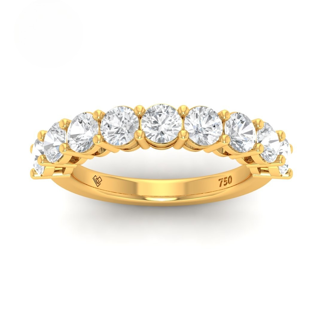 Cara Round Cut Wedding Band 2.00ct round brilliant diamonds set in yellow gold prong setting half eternity ring