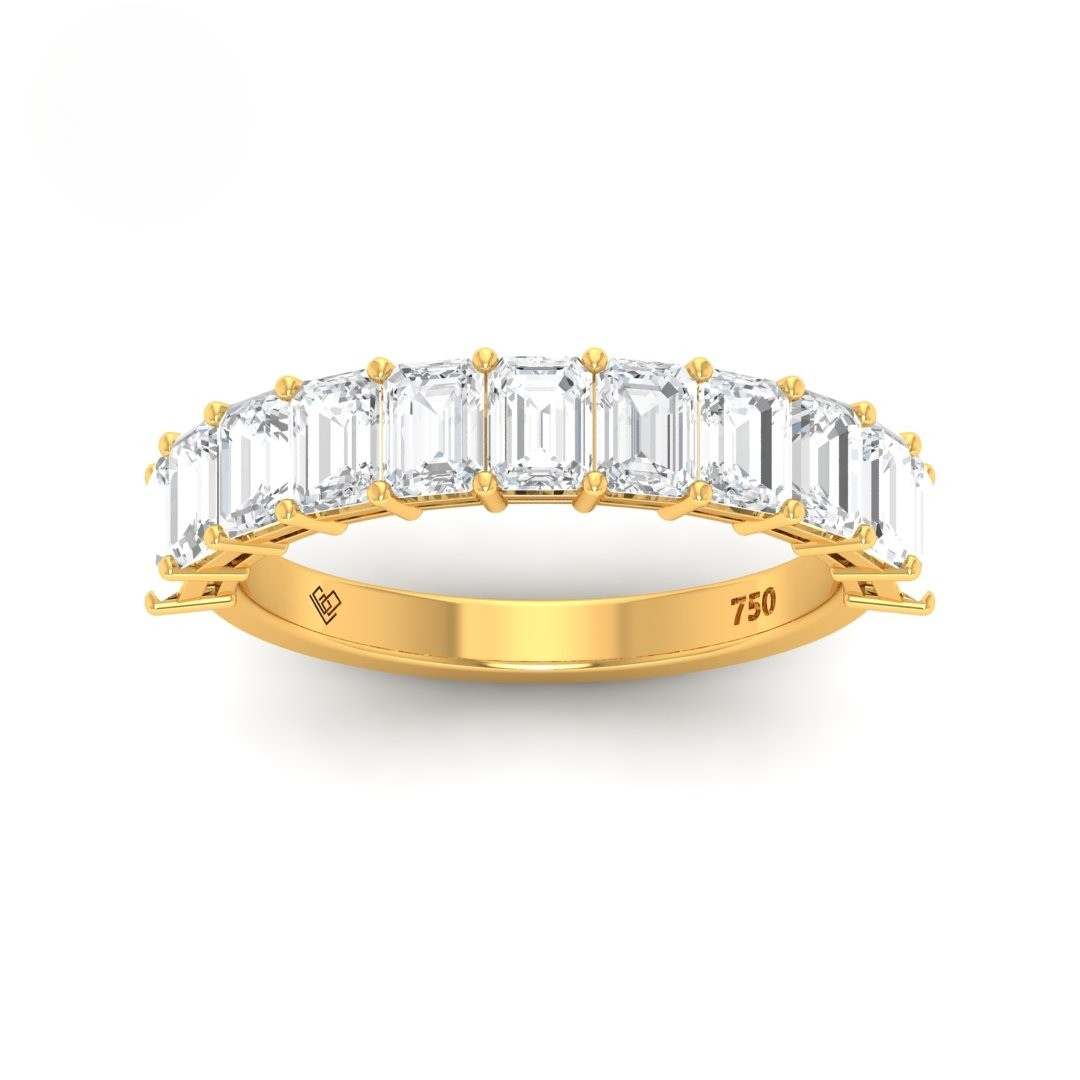 Helene Emerald cut diamond wedding band in 18k gold with 11 lab-grown diamonds totaling 2.2 carats.