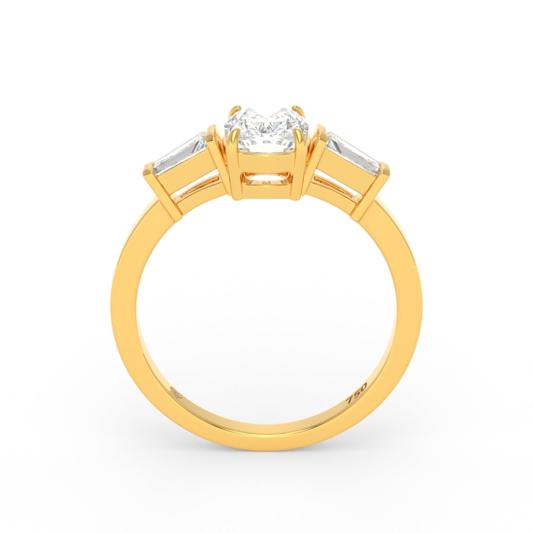 Mary Cushion Cut Diamond Engagement Ring with Tapering Baguette Cut Side Diamonds