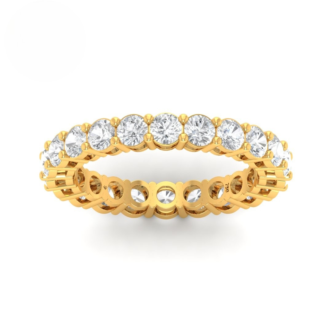 Ava Round Cut Wedding Band featuring 2.00ct round brilliant cut diamonds in a gold full eternity prong setting.