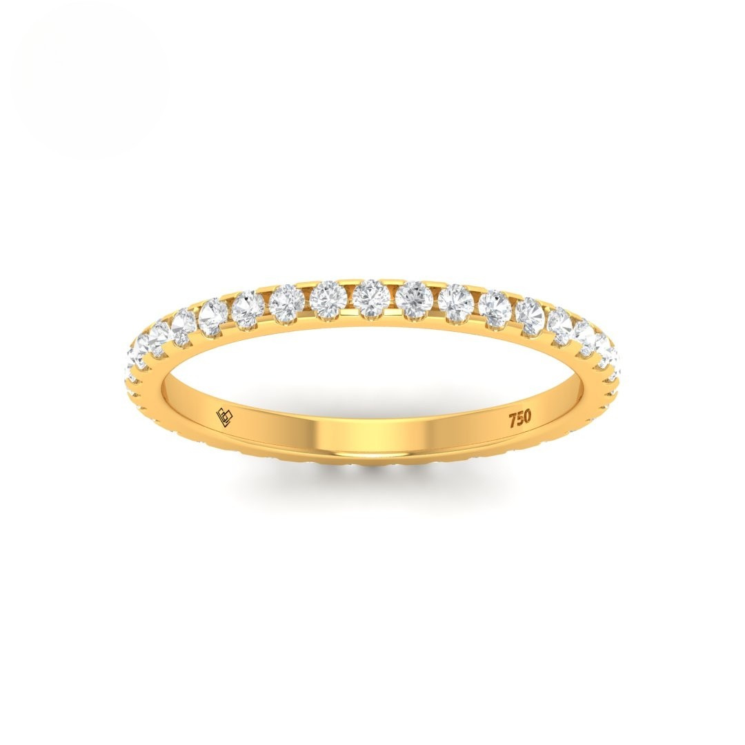 Cara Round Cut Wedding Band 0.50 Ct platinum full eternity diamond ring with prong-set round brilliant lab diamonds in D/E color and VS clarity