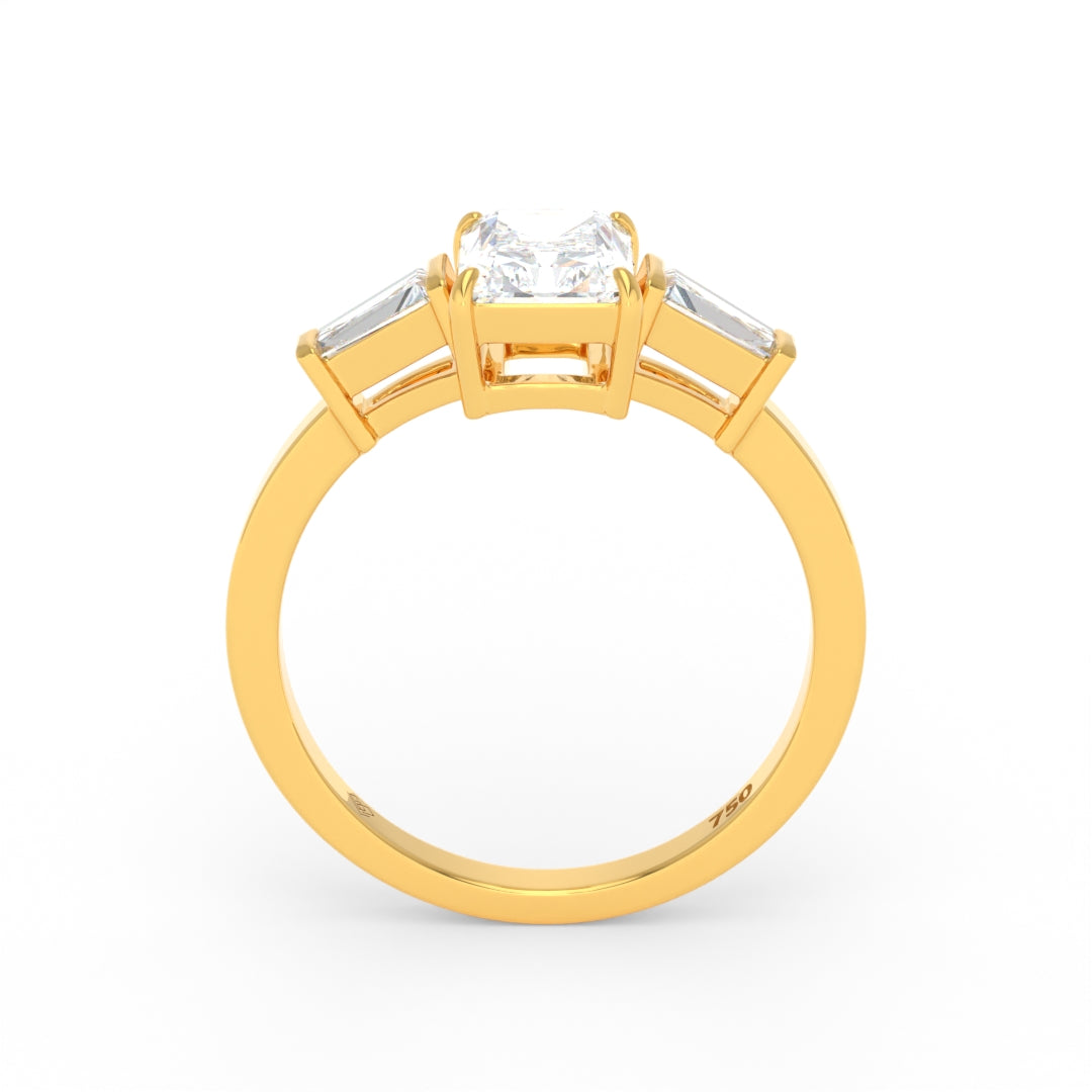 Mary Radiant Cut Diamond Engagement Ring With Tapering Baguettes Cut Side Diamonds