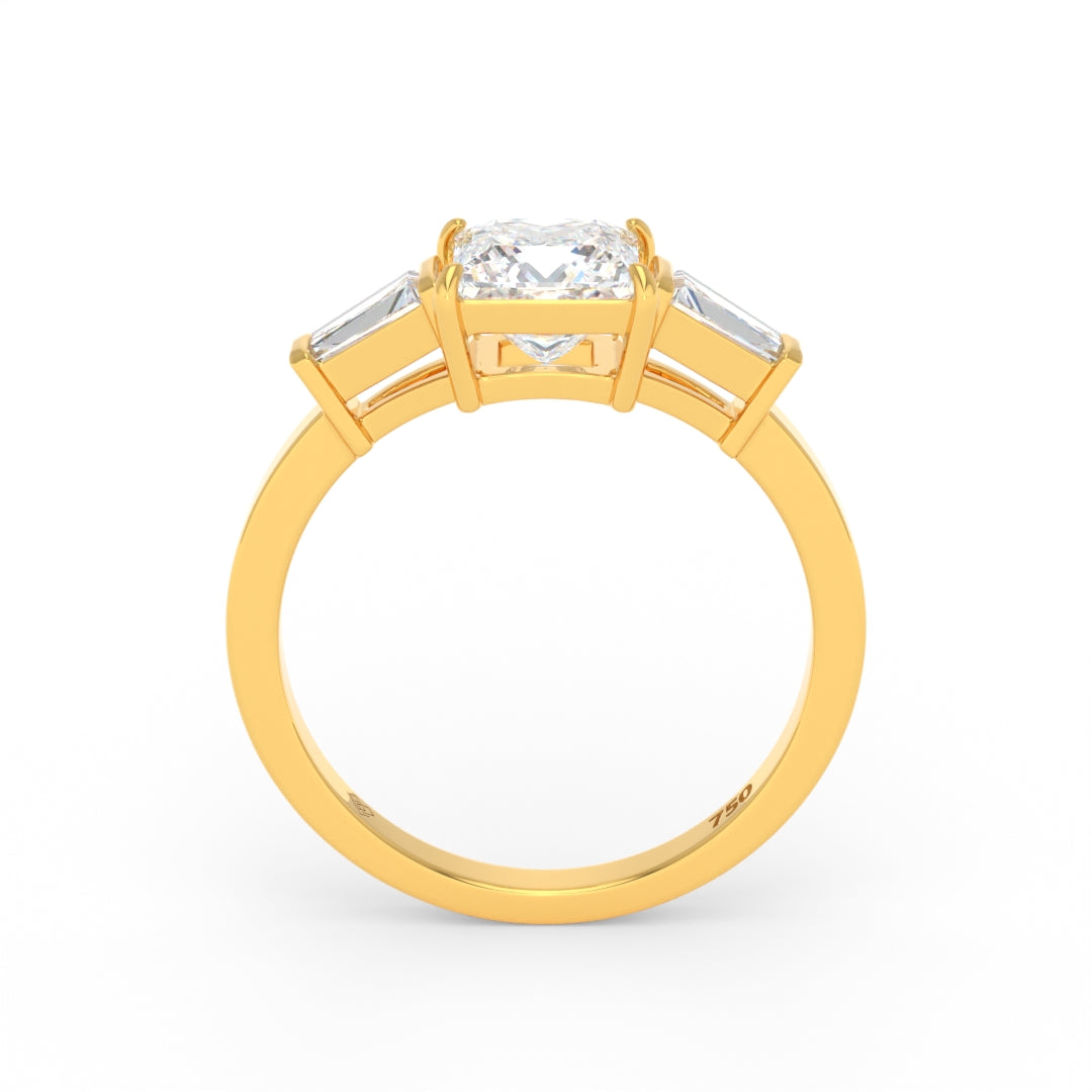 Mary Princess Cut Diamond Engagement Ring With Tapering Baguette Cut Side Diamonds