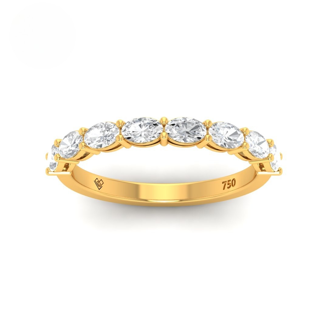 18k gold Cordelia Oval Cut Diamond wedding band with 1.30ct lab-grown diamonds and elegant contemporary design
