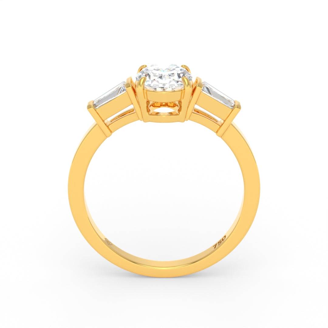 Mary Oval Cut Diamond Engagement Ring With Tapering Baguettes Cut Side Diamond