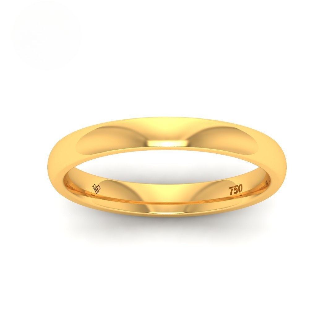 Yellow gold court-shaped wedding band with a smooth finish and 3mm width Hazel Wedding Band