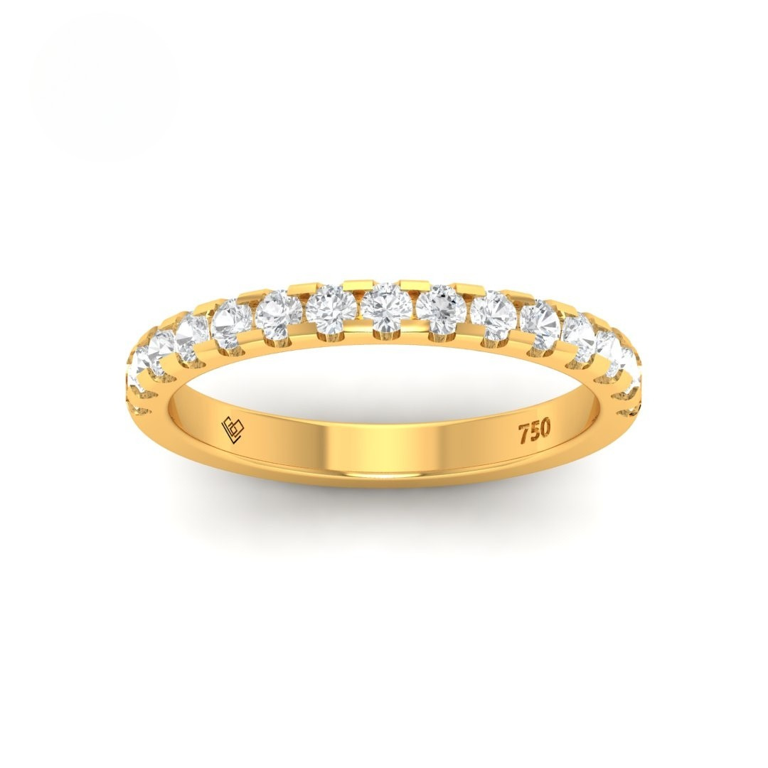 18k gold Clara round cut diamond wedding band with 15 lab-grown diamonds totaling 0.6ct
