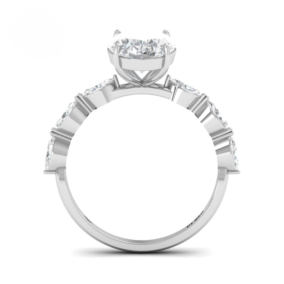 Kasandra Oval Cut Diamond Engagement Ring With A Marquise Cut Diamond Band