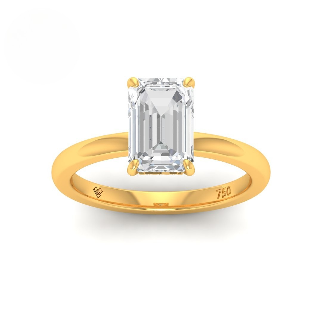Léa Emerald Cut Diamond With Hidden Halo Engagement Ring