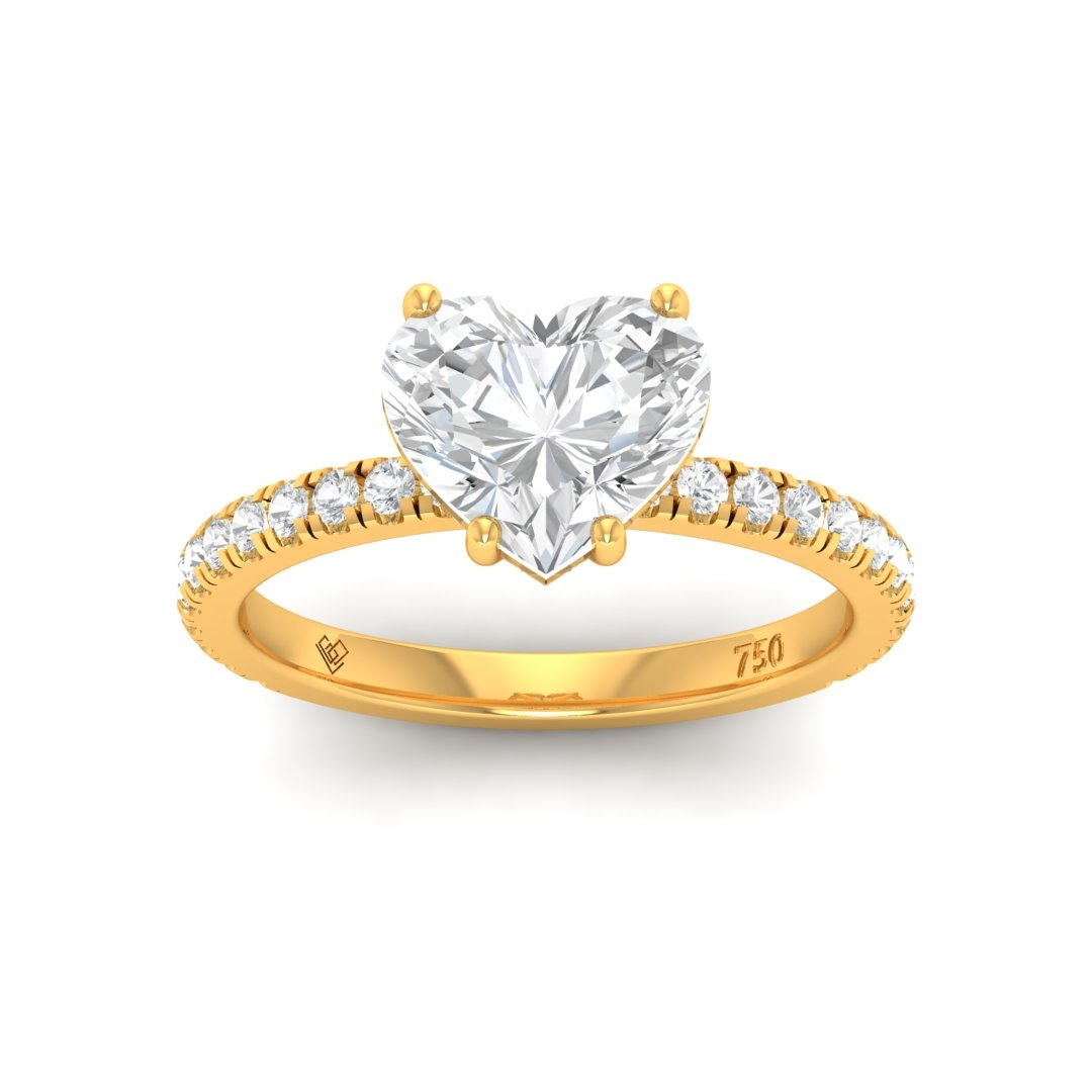Chloé Heart Cut Diamond Engagement Ring with Diamond Hidden Halo and Diamond Band