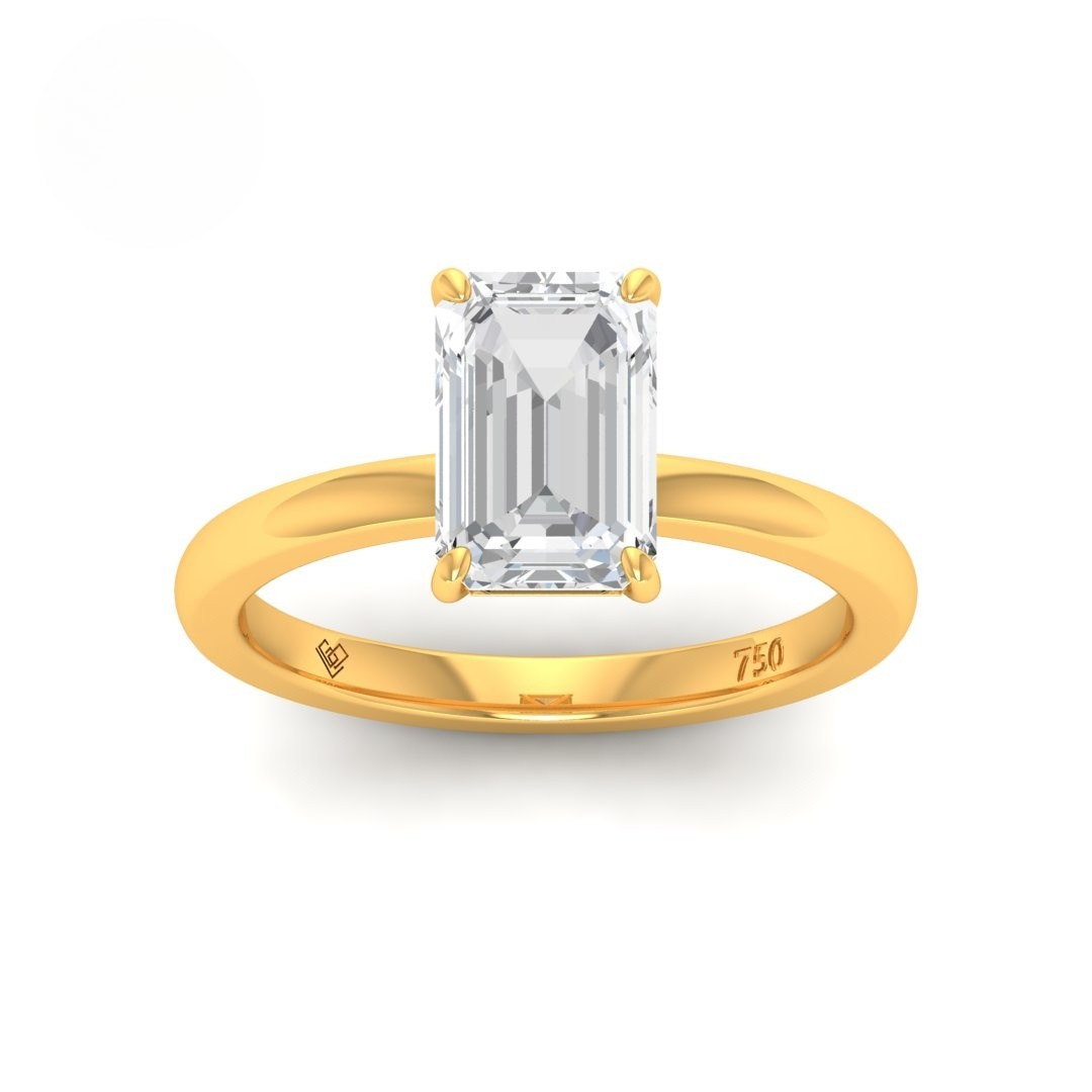 Noémie Solitaire Emerald Cut With Diamond Engagement Ring