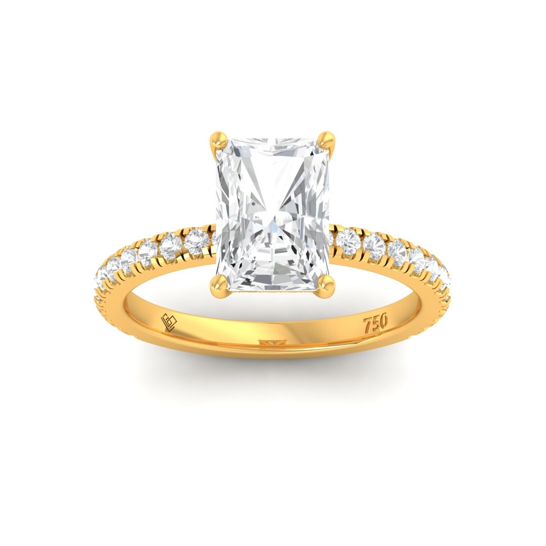 Chloé Radiant Cut Diamond Engagement Ring with Diamond Hidden Halo and Diamond Band