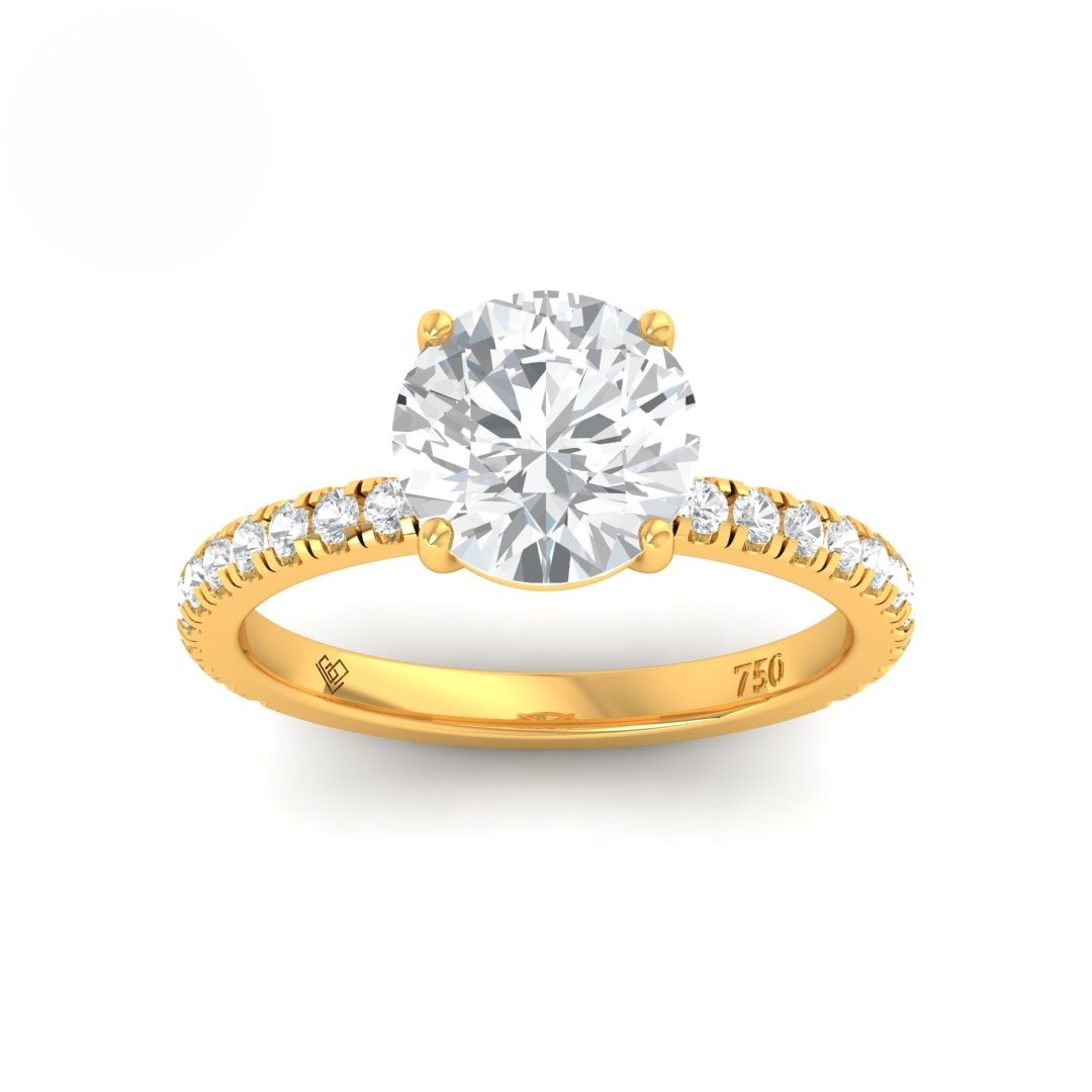 Abigail Round With Diamond Band Engagement Ring